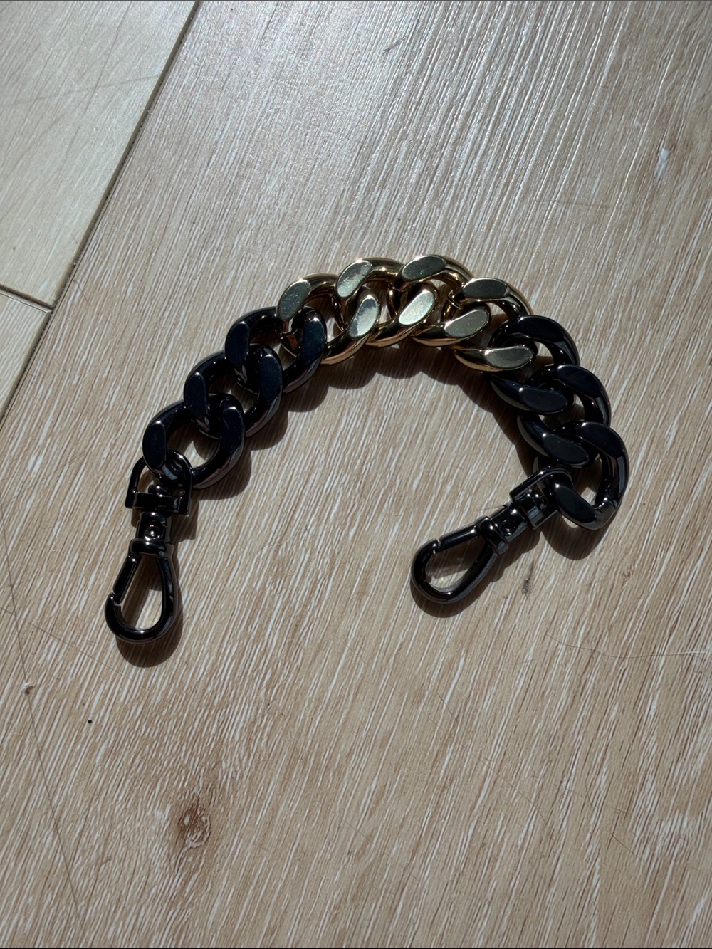 Bandolier Chunky Two-Tone Chain Key/Bag Strap in Black and Gold